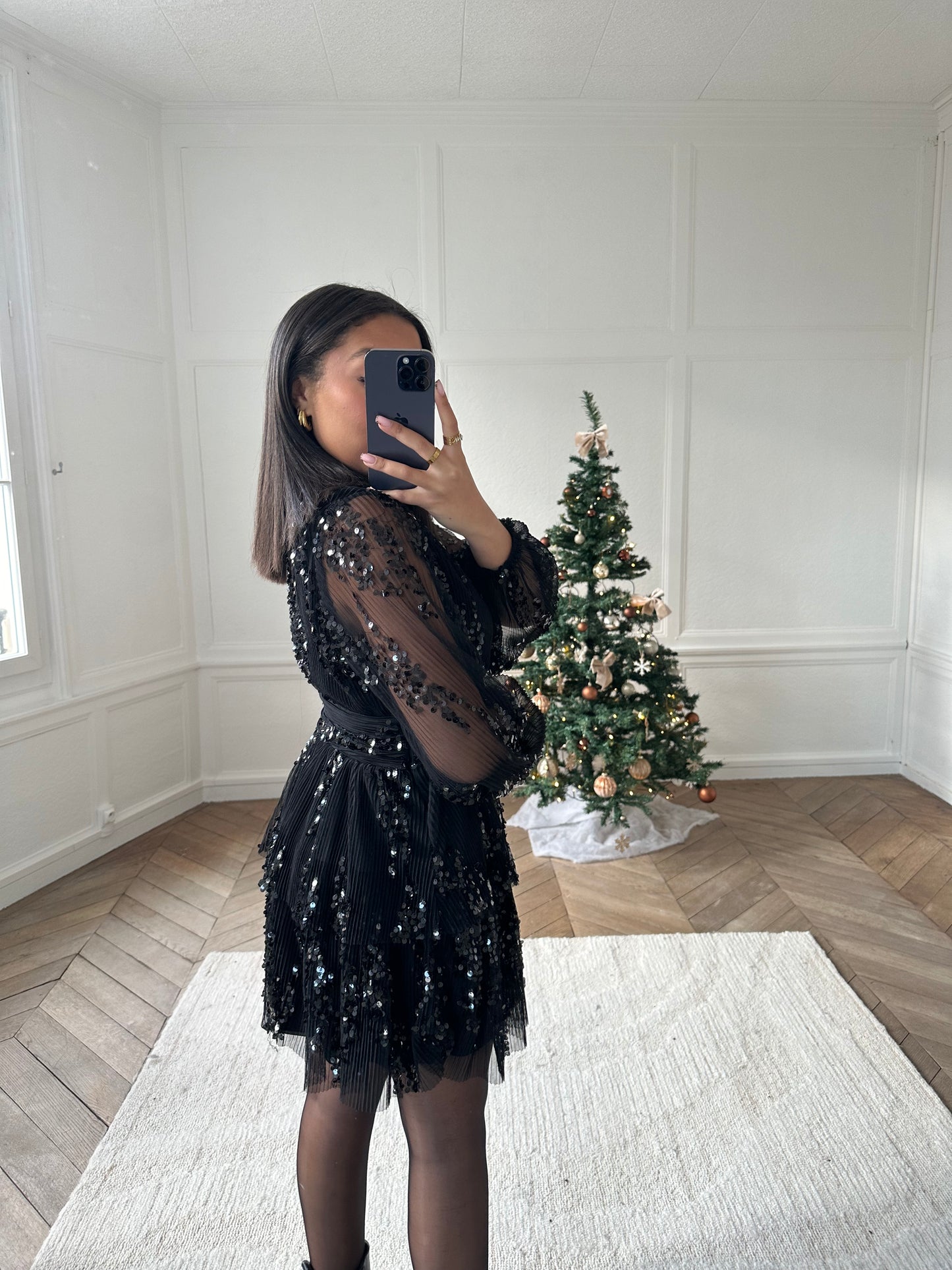 Robe à volants et sequins - noir