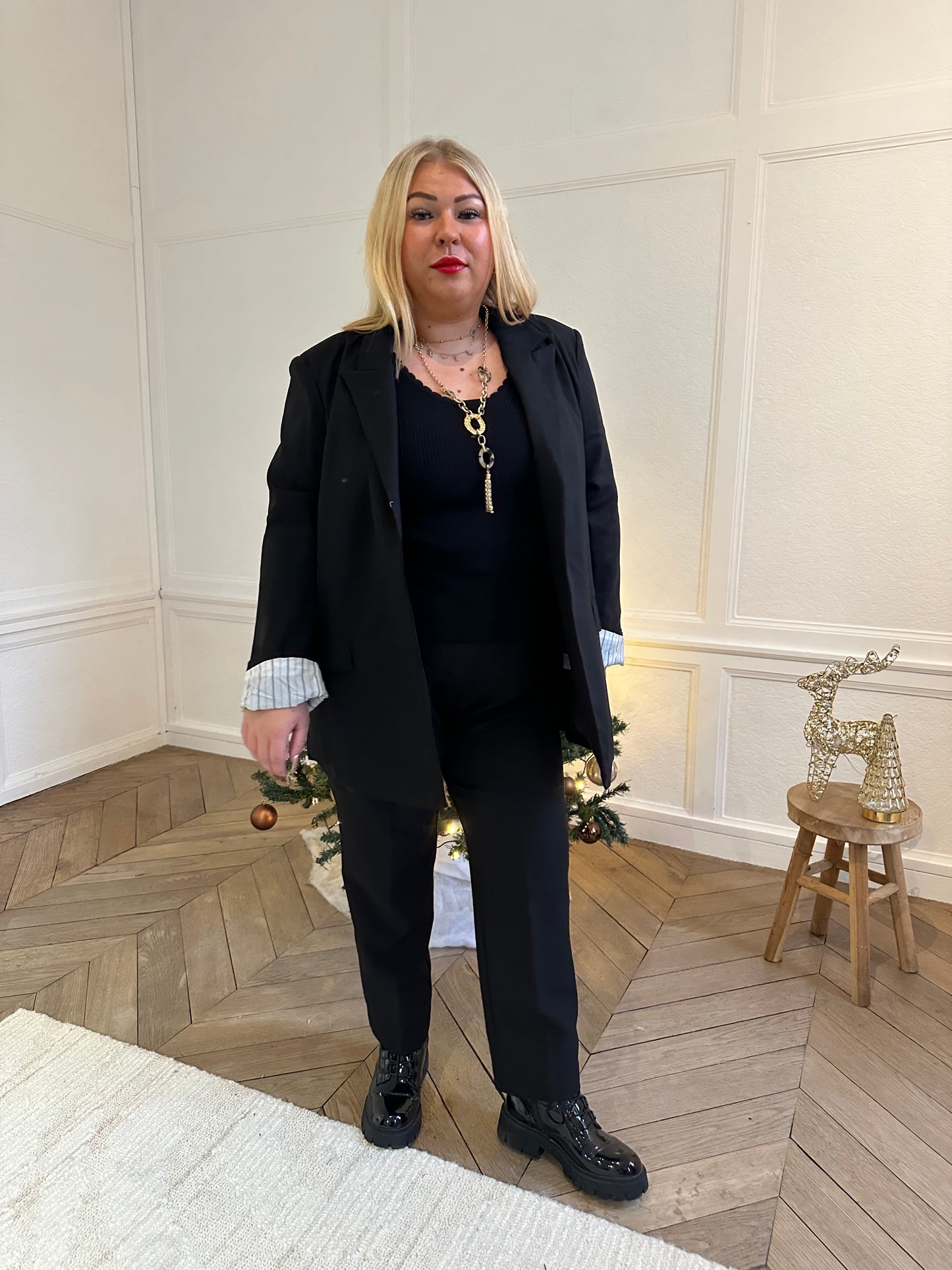 Blazer à revers noir - Curvy