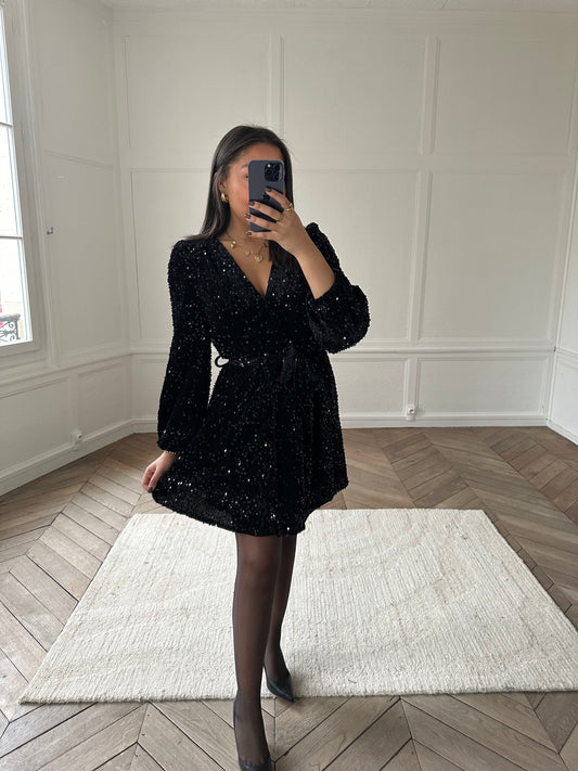 Robe à sequins Deva - noir